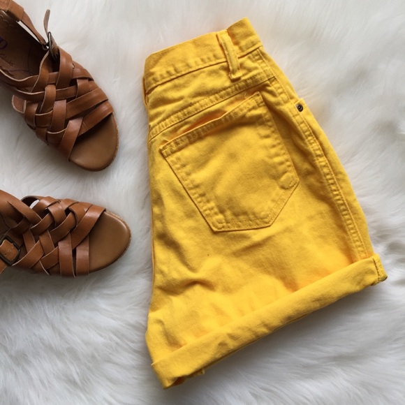 Vintage Pants - Yellow High Waisted Vintage Jean Shorts